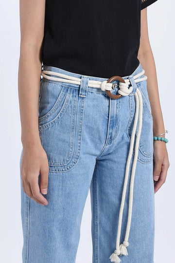 Molly Bracken Off White Woven Belt