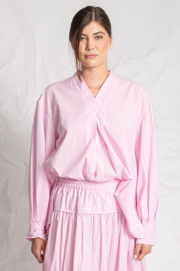 Les Filles D'Ailleurs White/Pink Stripes Top