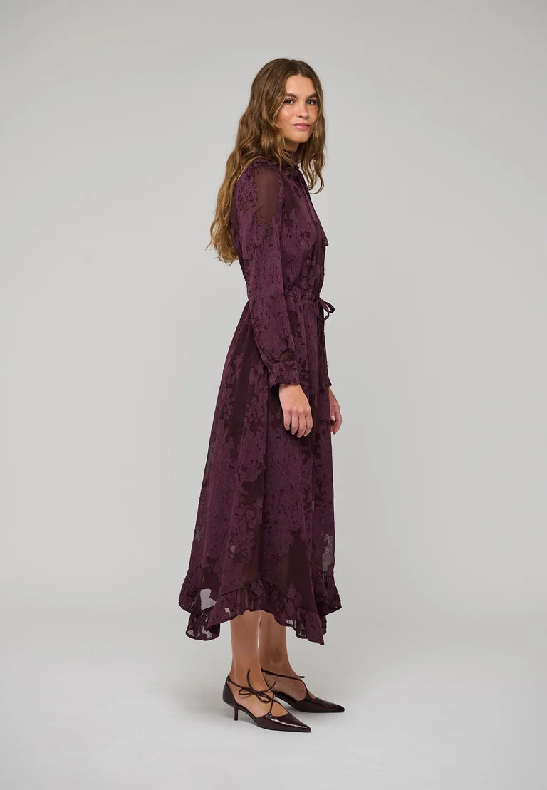 Dea Kudibal Lycia Flora Berry Wine Dress With Drawstring