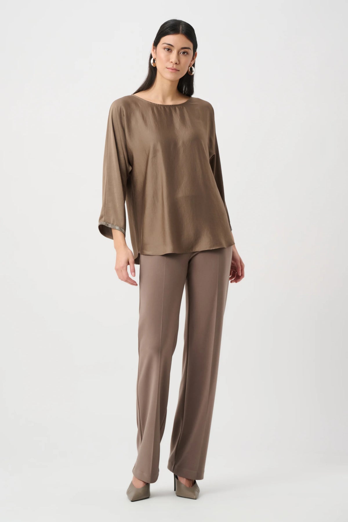 Joseph Ribkoff Mink Classic Wide Leg Pants