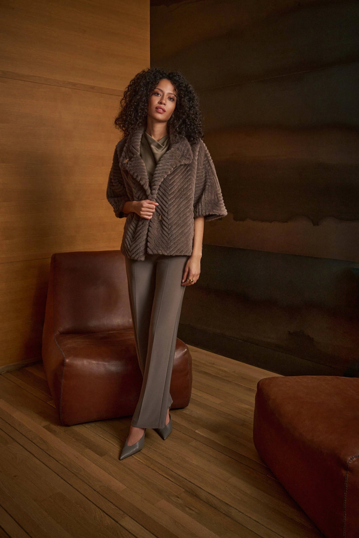 Joseph Ribkoff Mink Classic Wide Leg Pants