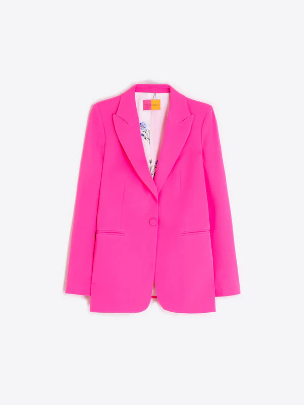 Vilagallo Neon Pink Crepe Blazer