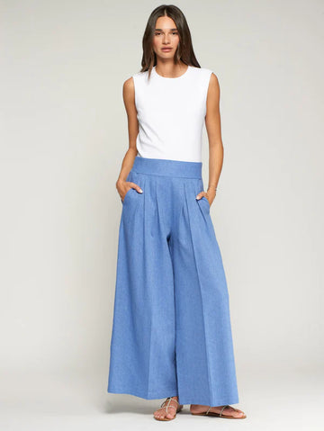 Vilagallo Light Blue Herringbone Pleated Trousers