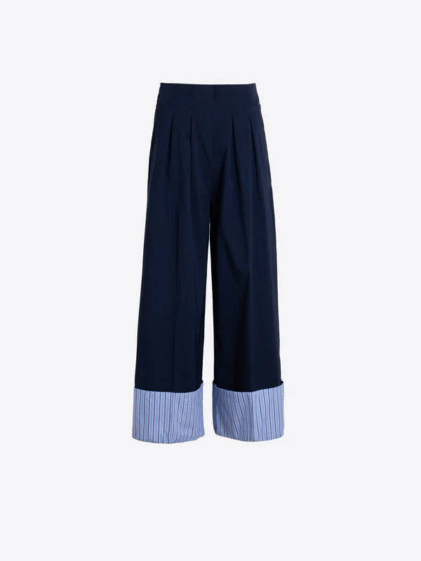 Vilagallo NavyTrousers With Blue Striped Turn-Ups