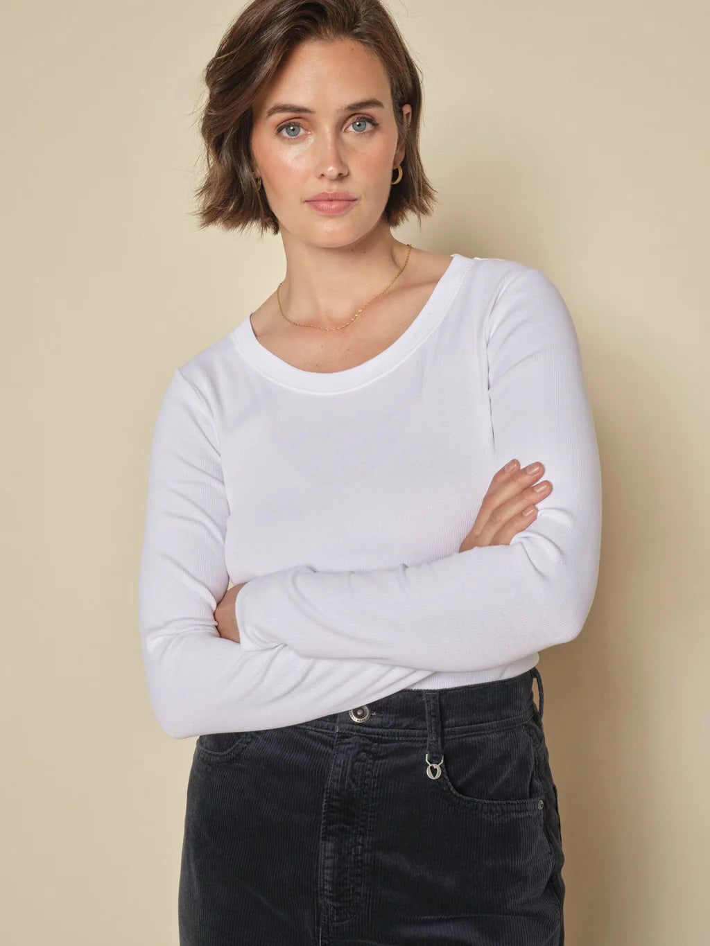 Mos Mosh White O-LS Rib Tee