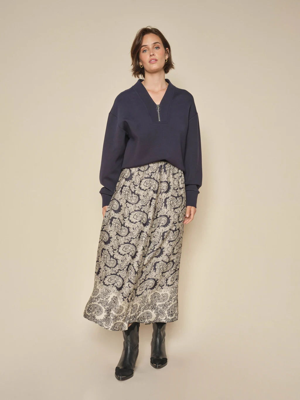 Mos Mosh Salute Navy Dinah LS Zip Sweatshirt