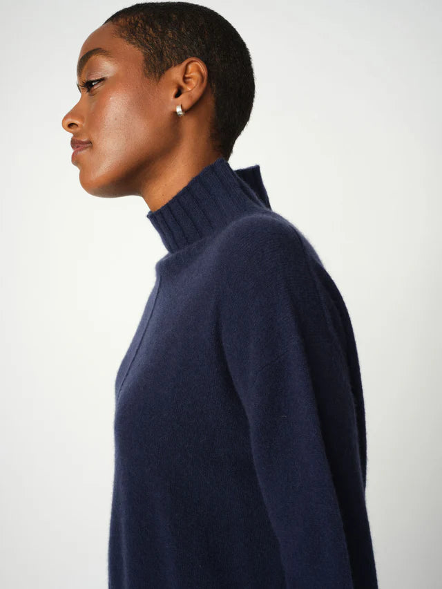 Mos Mosh Marine Blue Cashmere Aima Highneck Knit