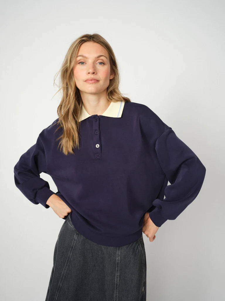 Mos Mosh Vada Martime Blue Polo Sweatshirt