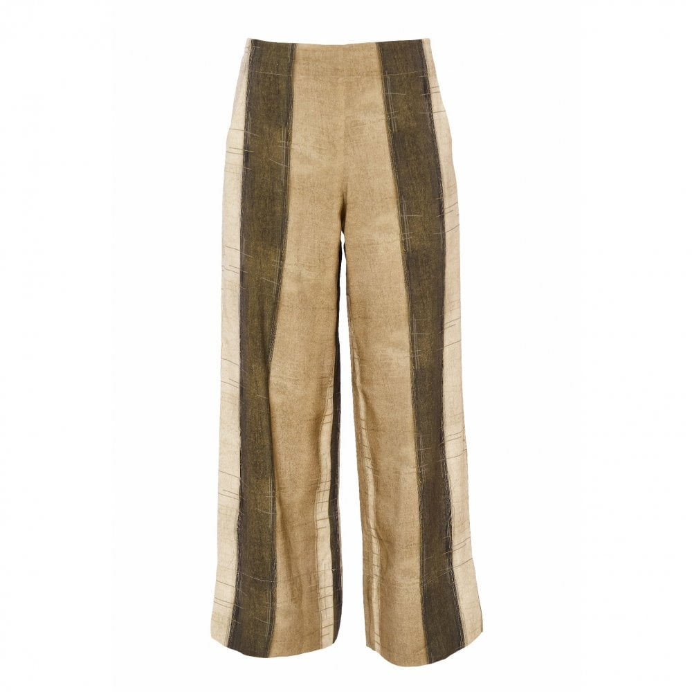Naya Army Wide Leg Cropped Trousers With Slit At Hem