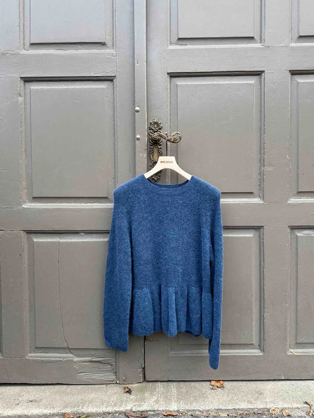 Mos Mosh Ensign Blue Thora O-Neck Frill Knit