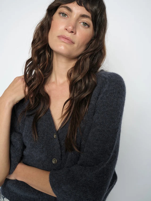 Mos Mosh Thora Lizet Knit Cardigan - Inidia Ink