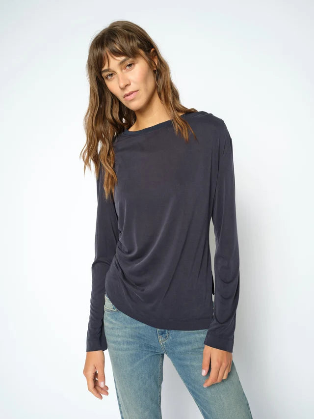 Mos Mosh Salute Navy Ami O-LS Draped Tee
