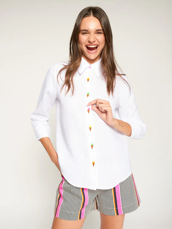 Vilagallo White Embroidered Ice Cream Shirt