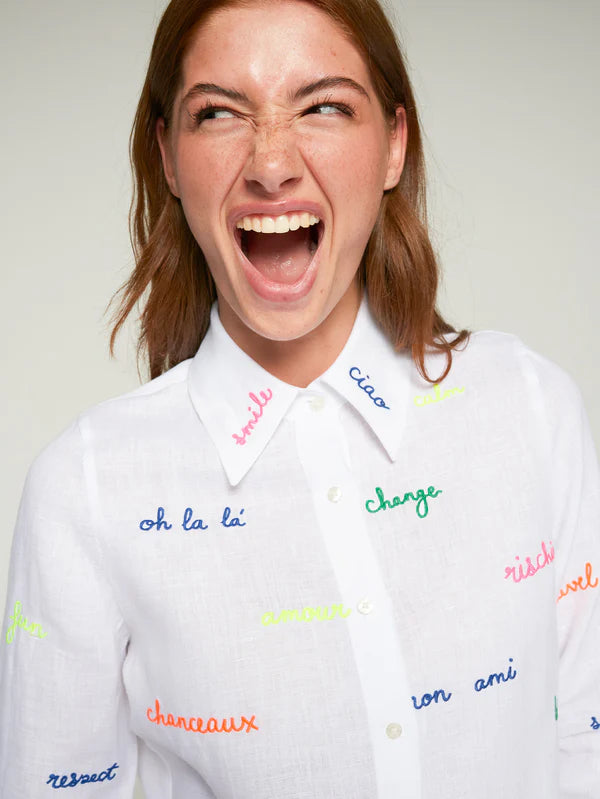Vilagallo Embroidered Word Shirt