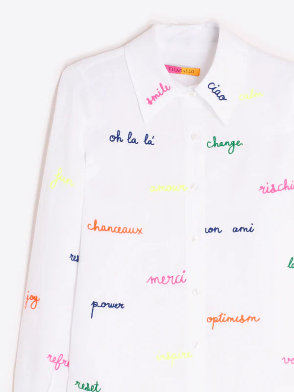 Vilagallo Embroidered Word Shirt