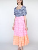 Vilagallo Vetora Ikat Fluro Rosa Dress