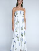 Vilagallo Flor Azul Lino Dress