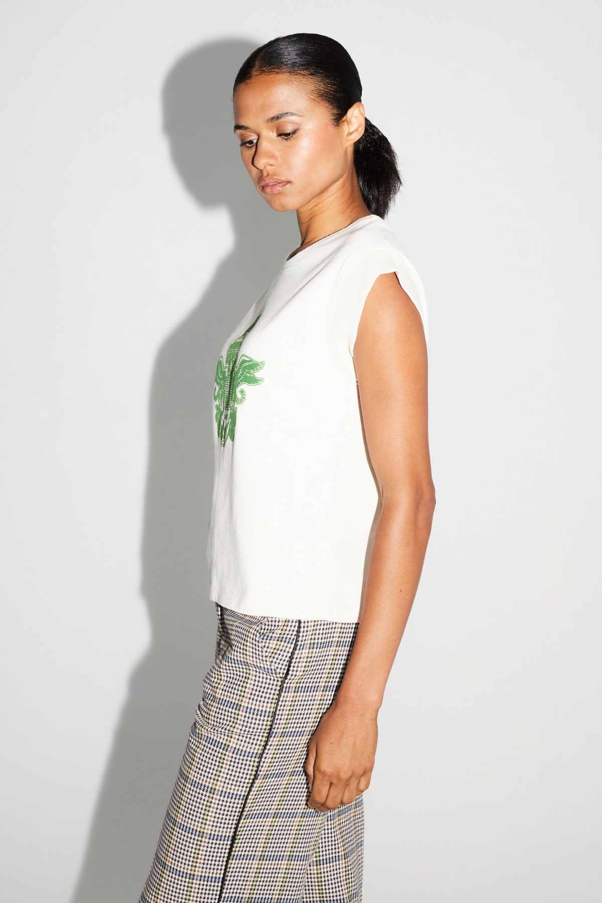 IMPREVU J Cream/Bright Green Tshirt