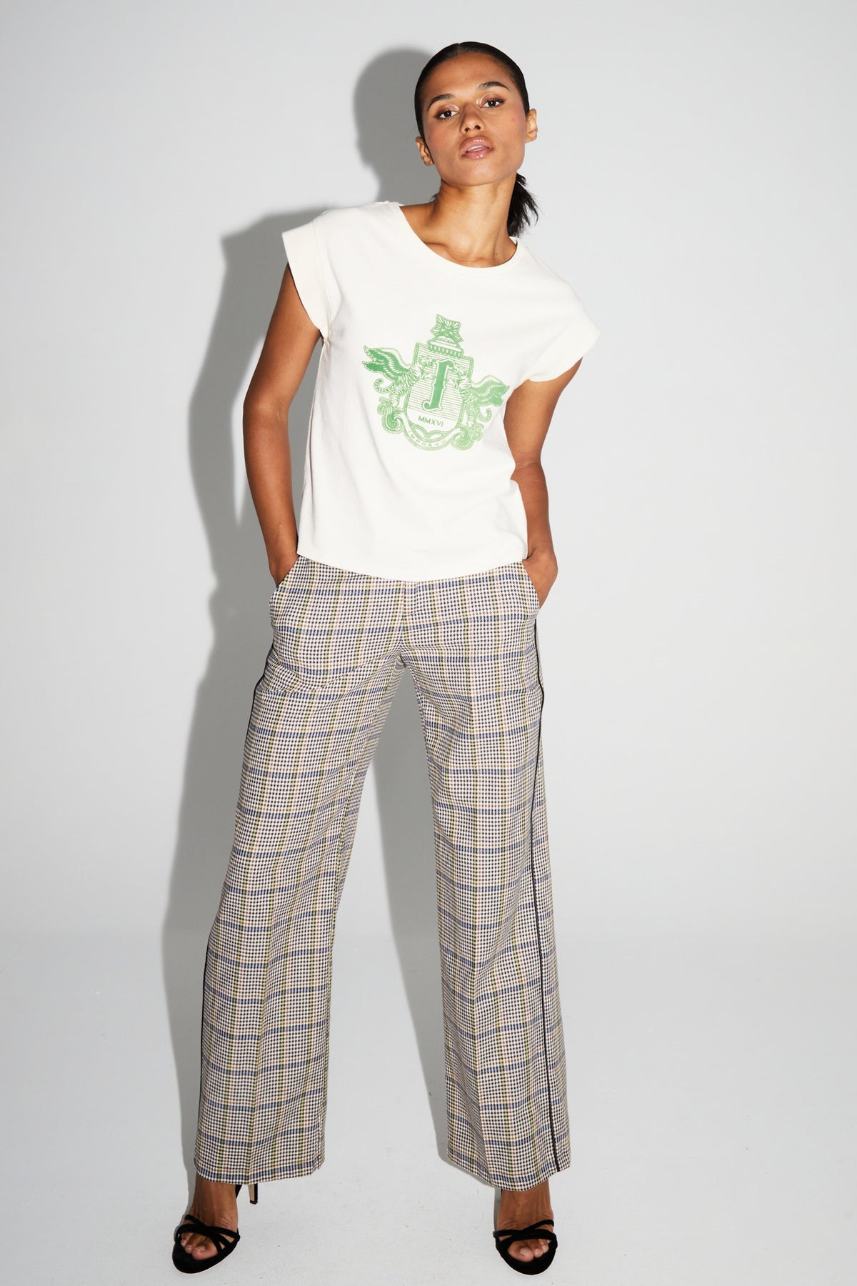 IMPREVU J Cream/Bright Green Tshirt