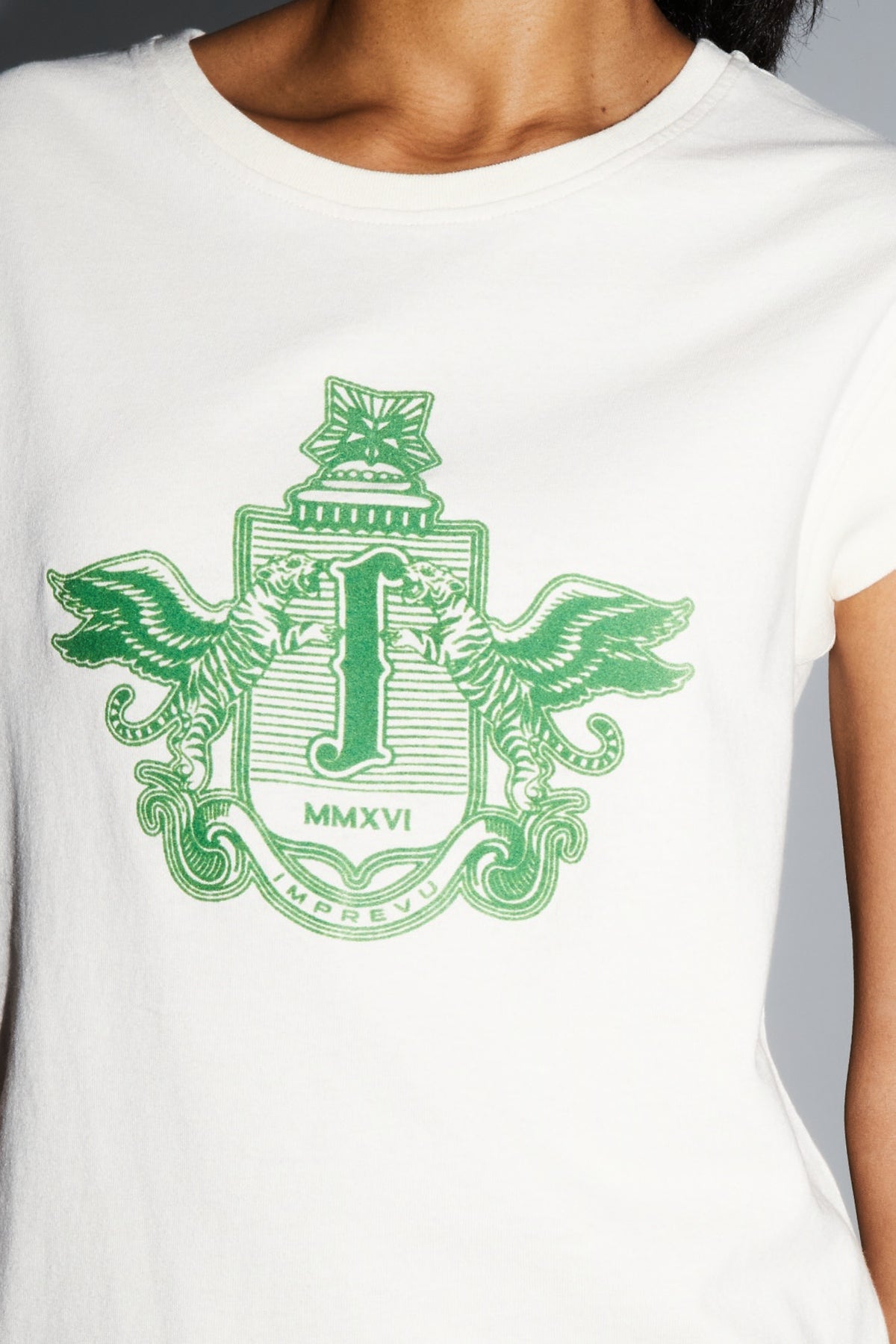 IMPREVU J Cream/Bright Green Tshirt