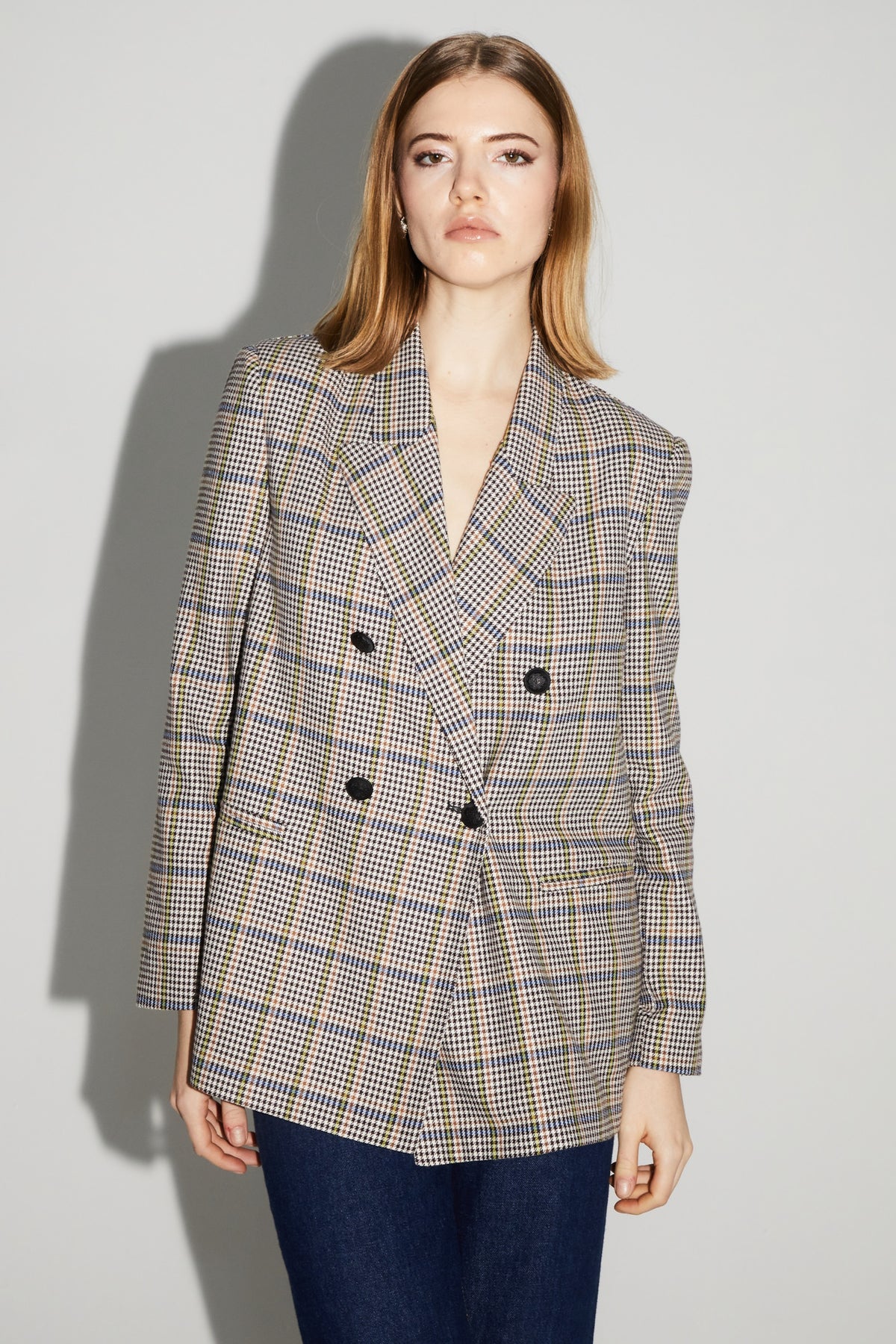 IMPREVU Mulit/Blue Blazer Pied De Poule Blue Lucky Star