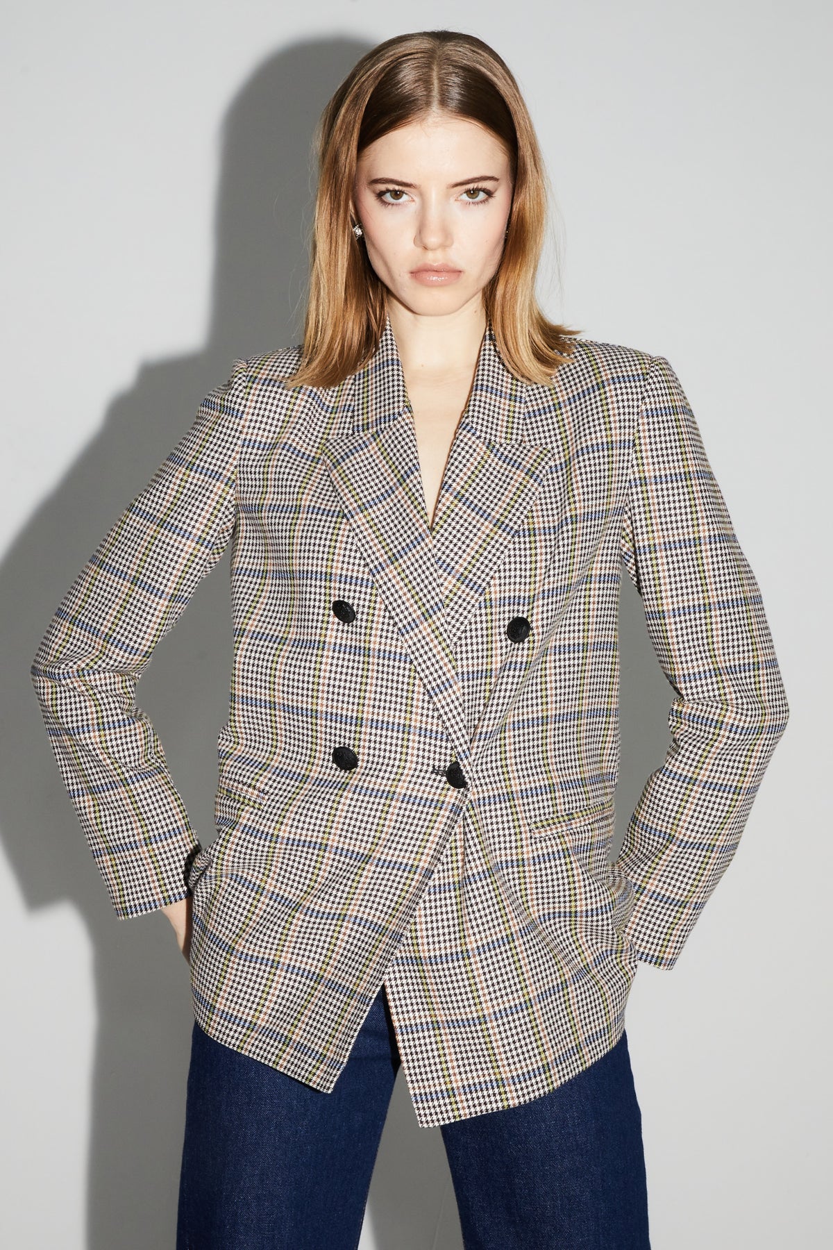 IMPREVU Mulit/Blue Blazer Pied De Poule Blue Lucky Star