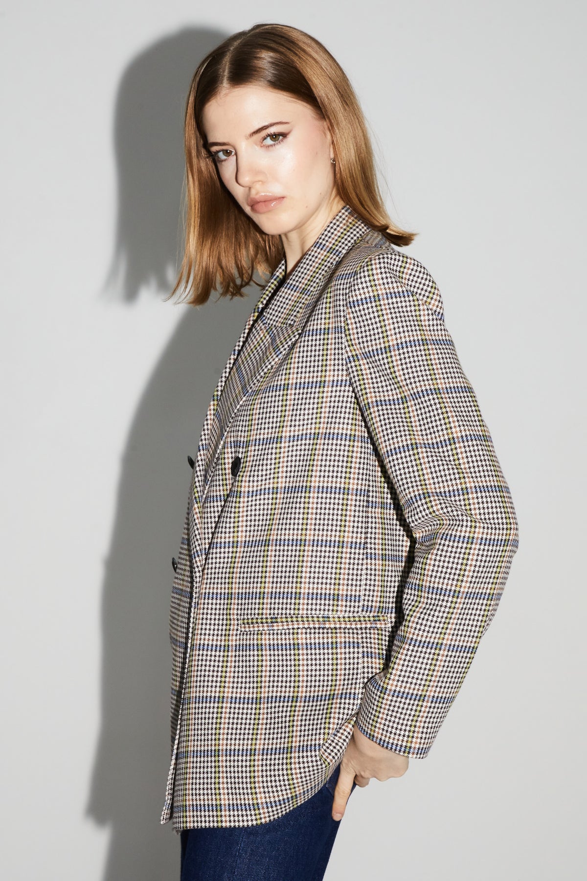 IMPREVU Mulit/Blue Blazer Pied De Poule Blue Lucky Star