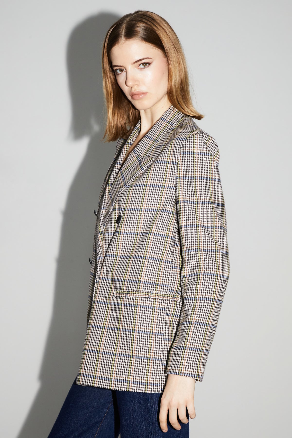 IMPREVU Mulit/Blue Blazer Pied De Poule Blue Lucky Star