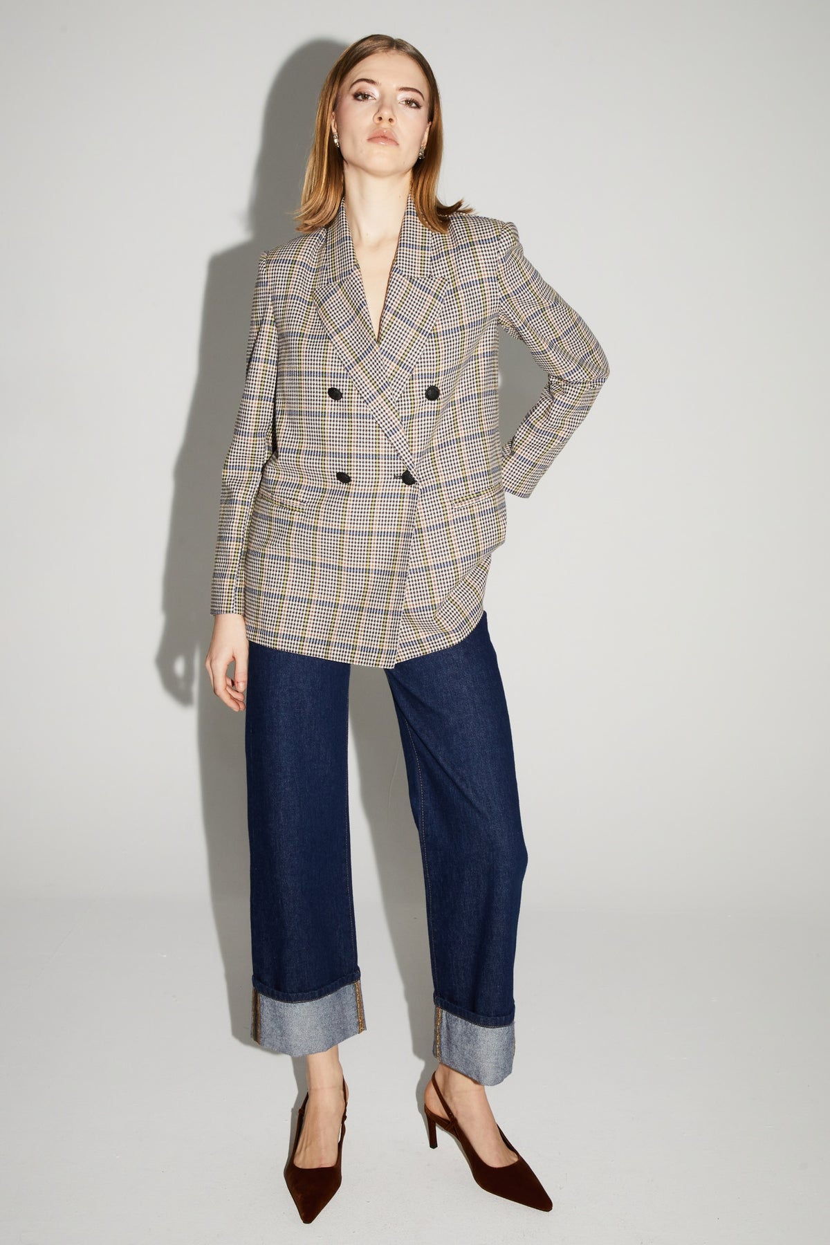 IMPREVU Mulit/Blue Blazer Pied De Poule Blue Lucky Star