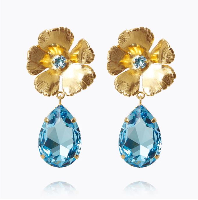 Caroline Svedbom Anemone Perfect Earrings Gold Aquamarine