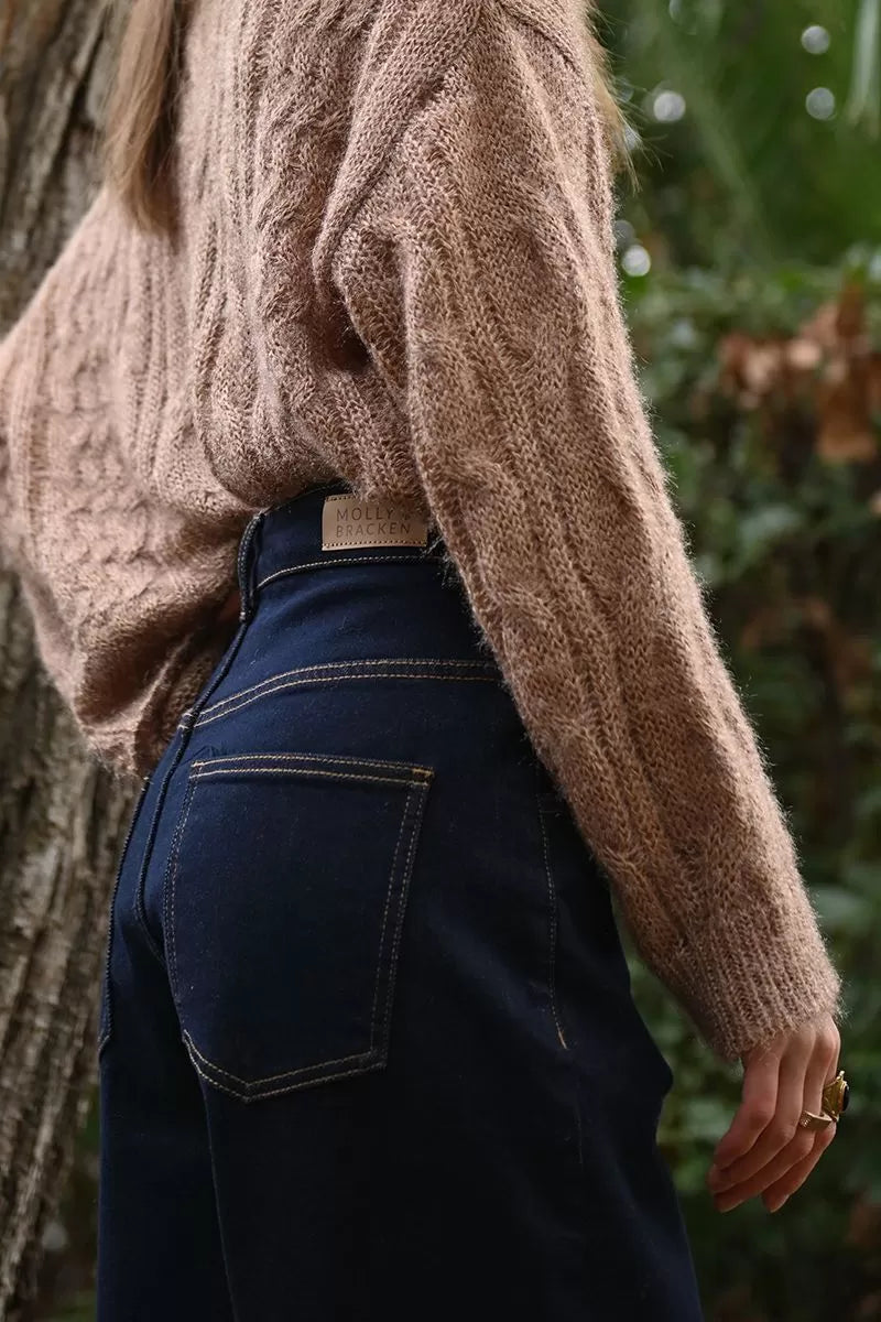 Molly Bracken Navy Wide Denim Jeans
