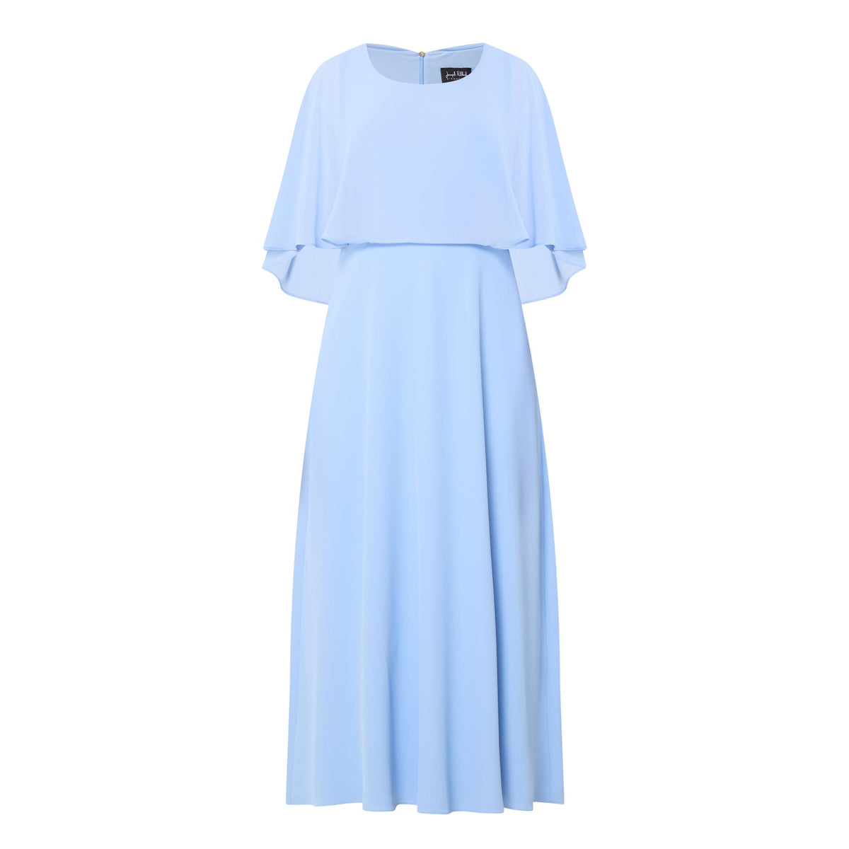 Joseph Ribkoff Sky Blue Signature | Woven Twill A-Line Dress With Chiffon Overlay