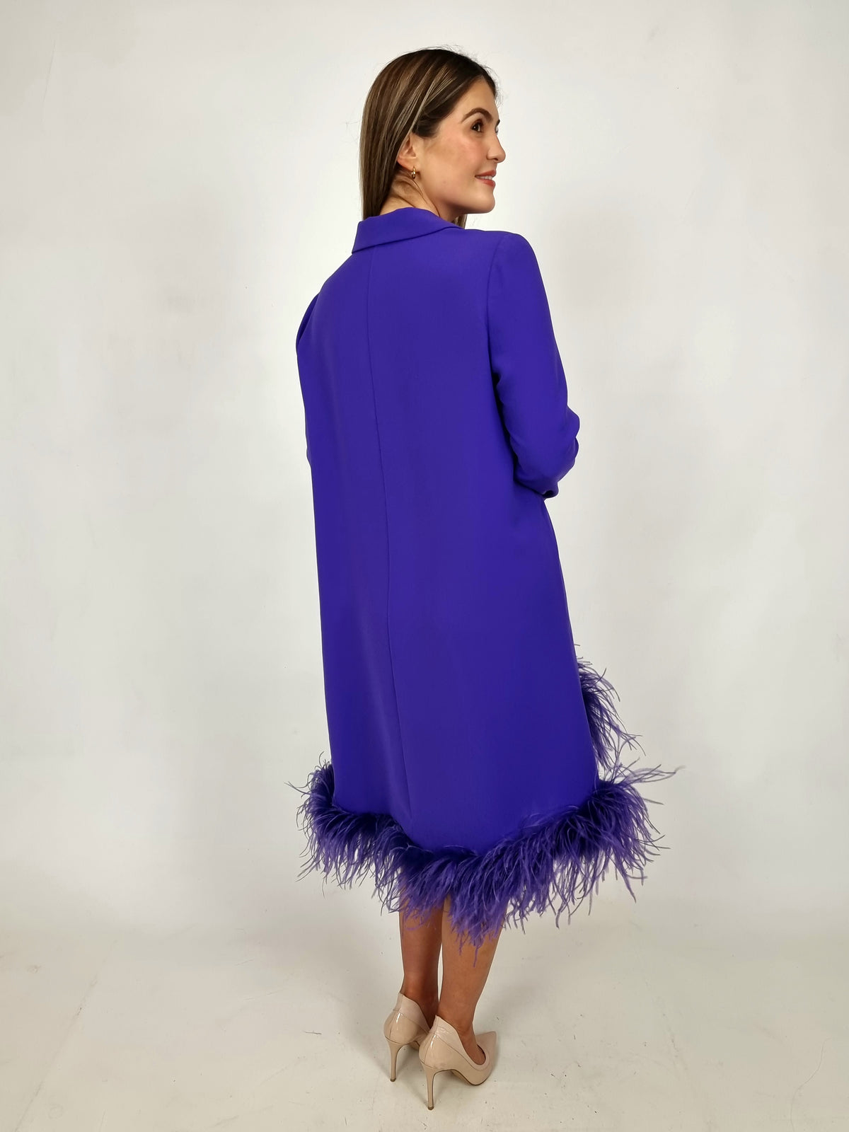 Moskada Cadiz Purple Feathered Dress