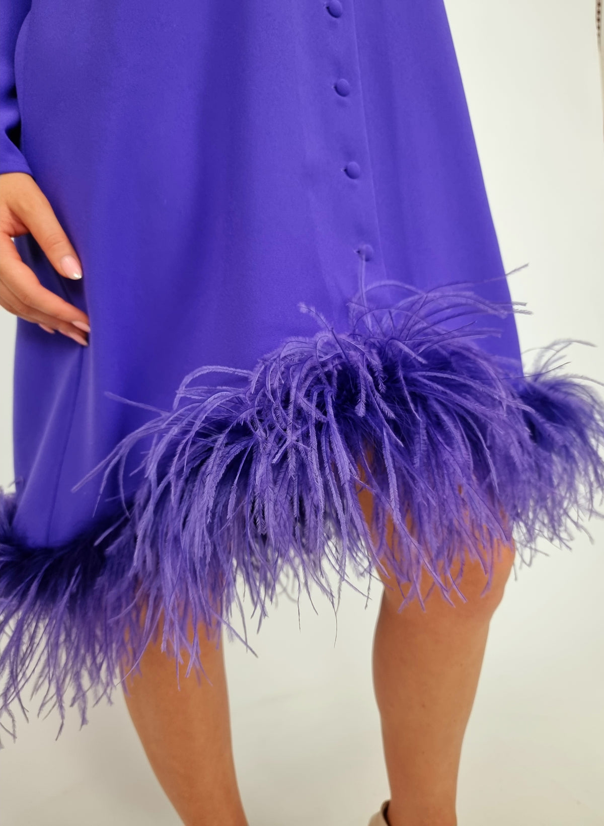 Moskada Cadiz Purple Feathered Dress
