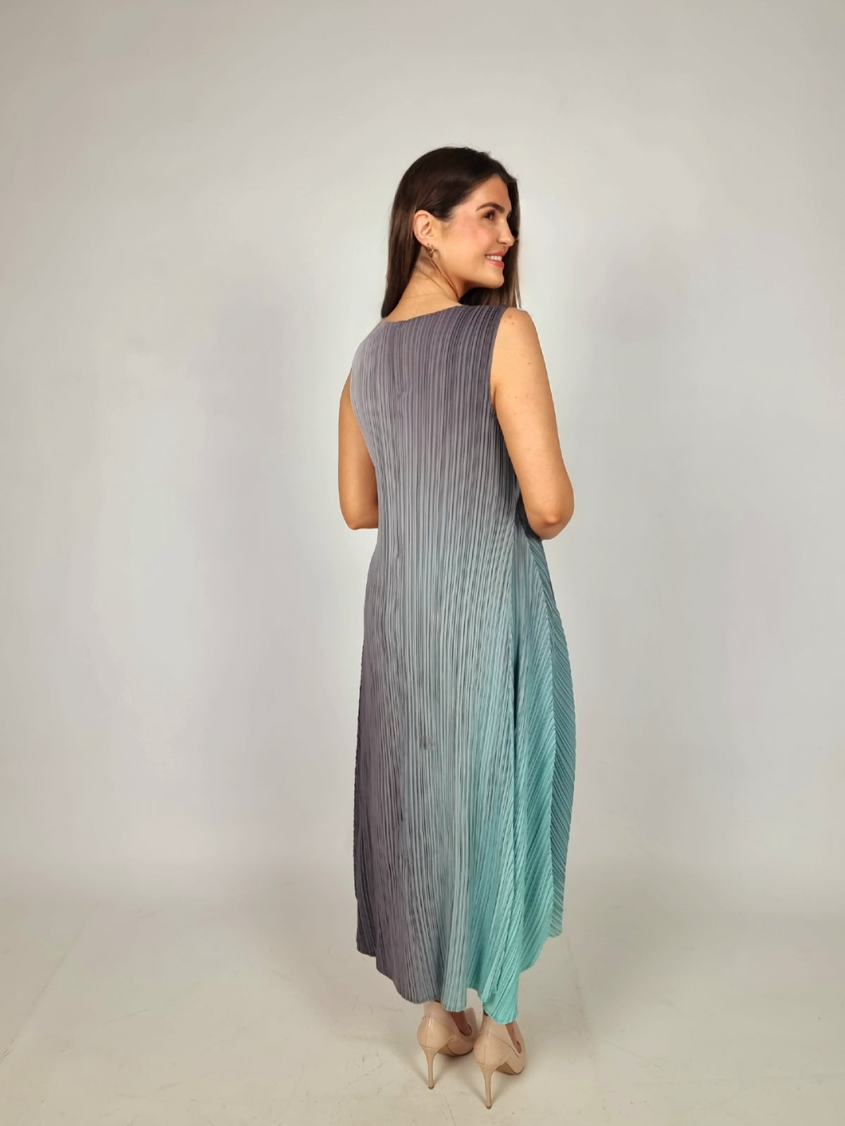 Alquema Long Estrella Dress And Collare Coat - Fog Dew