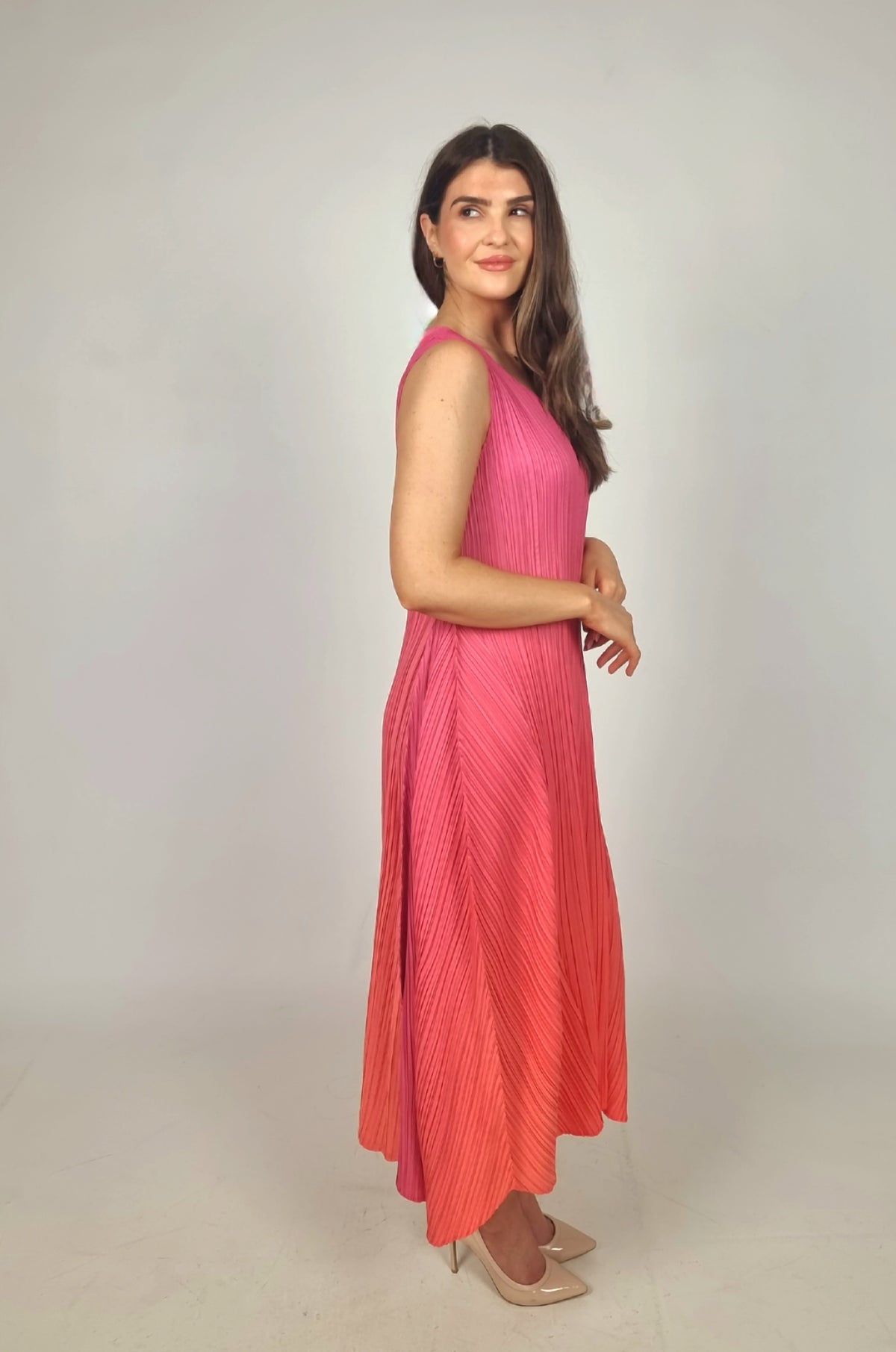 Alquema Beat To Flame Ombre Long Estrella Dress And Collare Old Coat