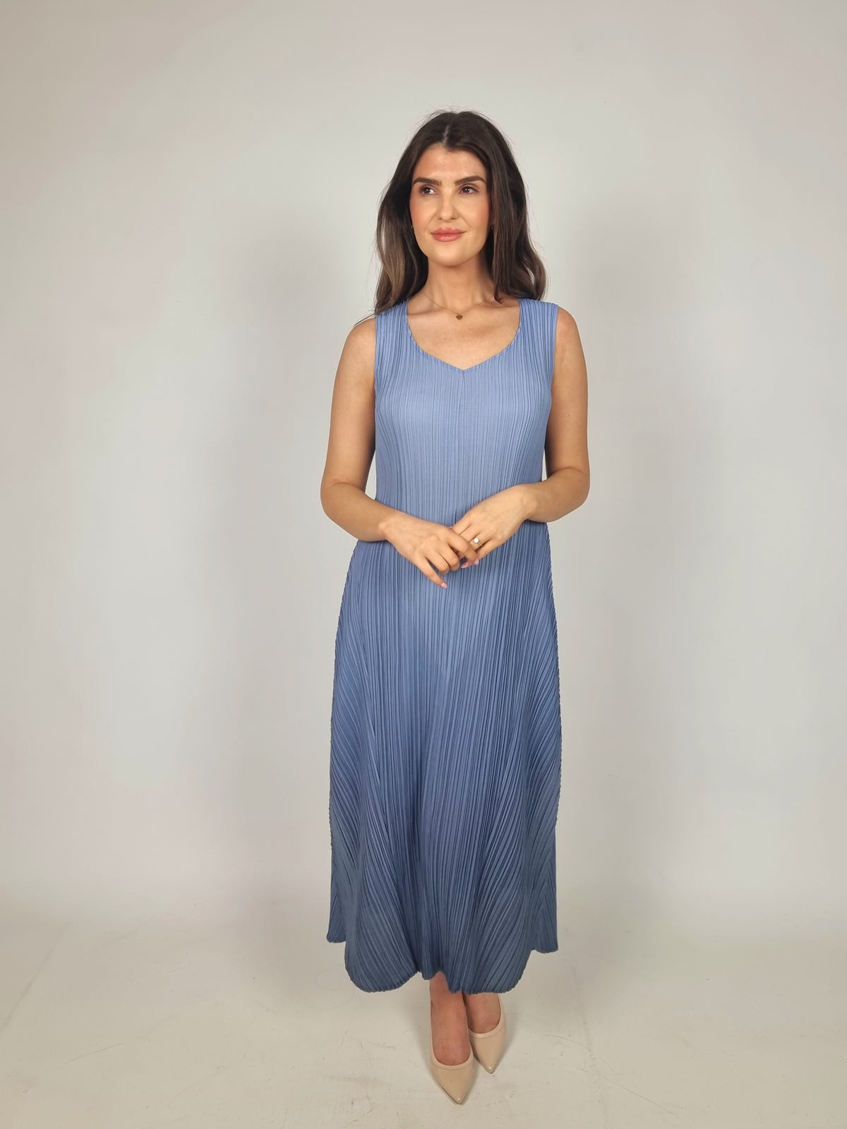 Alquema Long Estrella Dress And Collare Coat - Sky Indigo