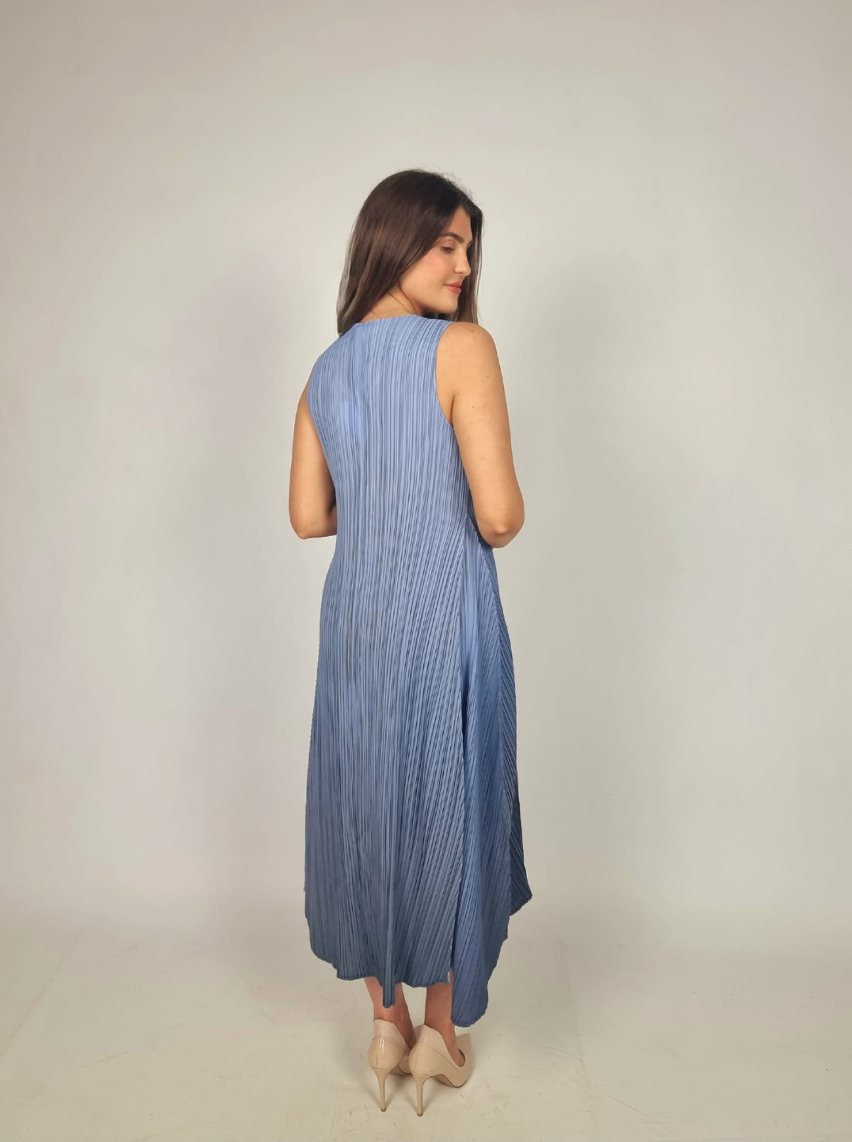 Alquema Long Estrella Dress And Collare Coat - Sky Indigo