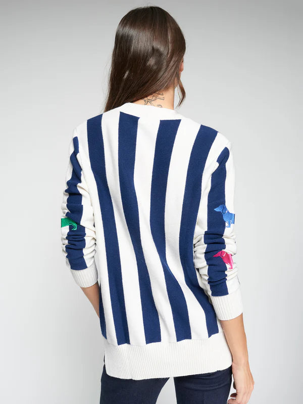 Vilagallo Navy Dog Striped Cardigan