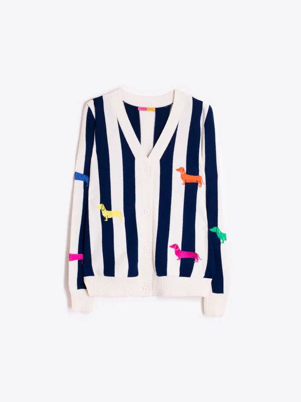 Vilagallo Navy Dog Striped Cardigan