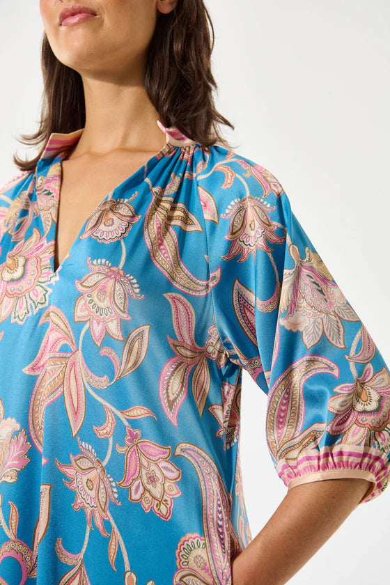 Dea Kudibal Sabrina Dress With V Neckline - Grand Paisley Ocean