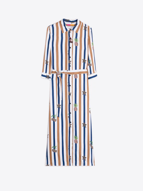 Vilagallo Pineapple Print Shirt Dress