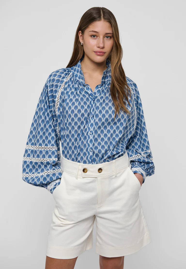 Dea Kudibal Nita Herberia Ocean Blouse With Stand Collar