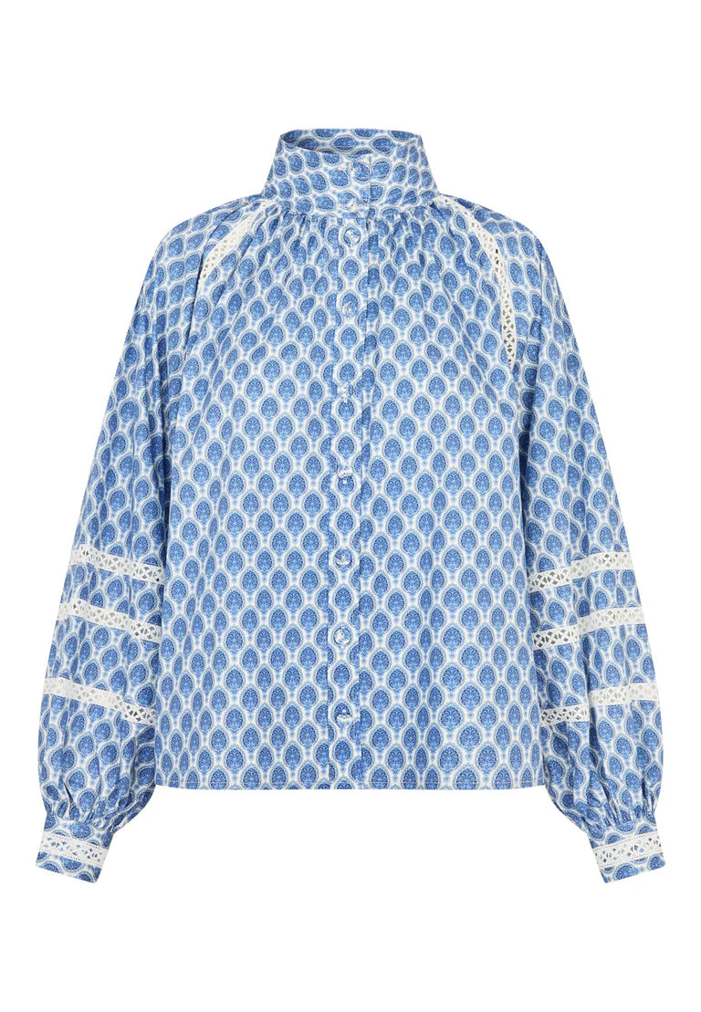 Dea Kudibal Nita Herberia Ocean Blouse With Stand Collar