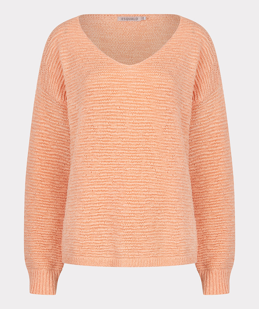 Esqualo Sweater Beige Light Weight V-Neck Sweater
