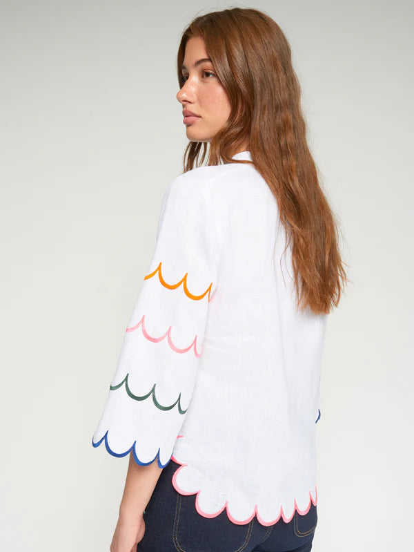 Vilagallo White Blouse With Multicoloured Ribbon