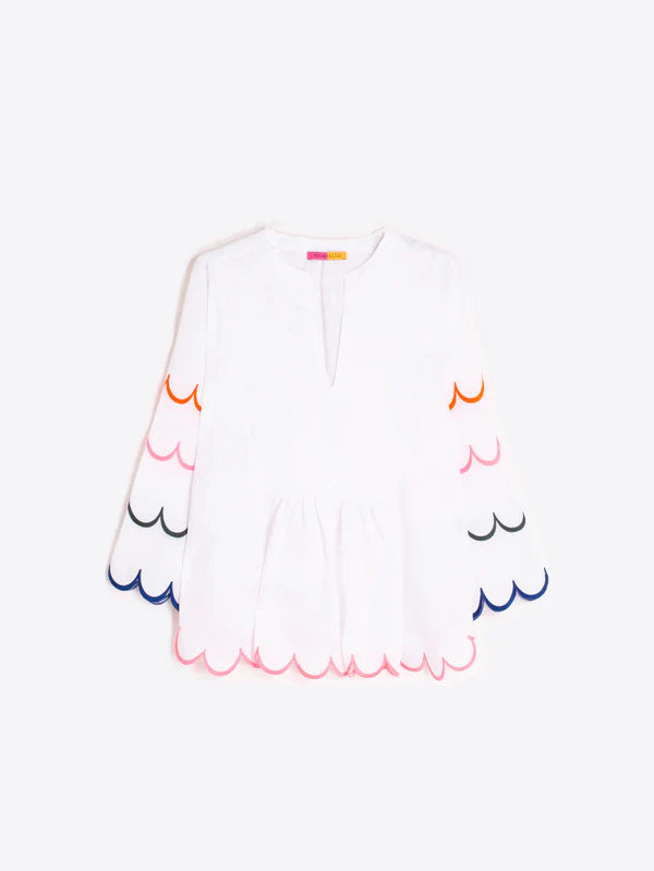 Vilagallo White Blouse With Multicoloured Ribbon