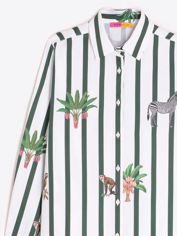 Vilagallo Green Striped Safari Shirt