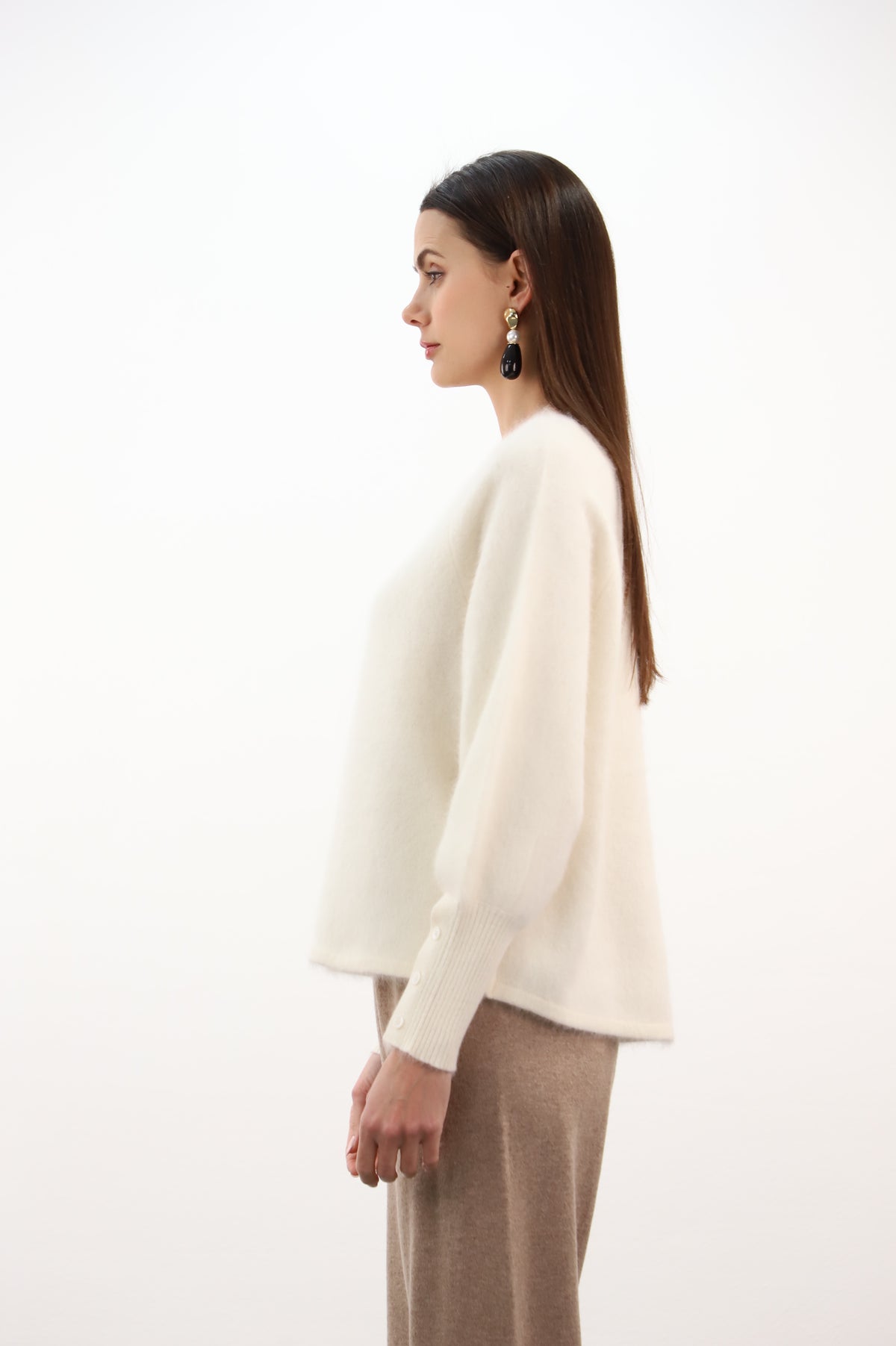 ESTHEME Cashmere Butter Yellow Racoon Mix Sweater