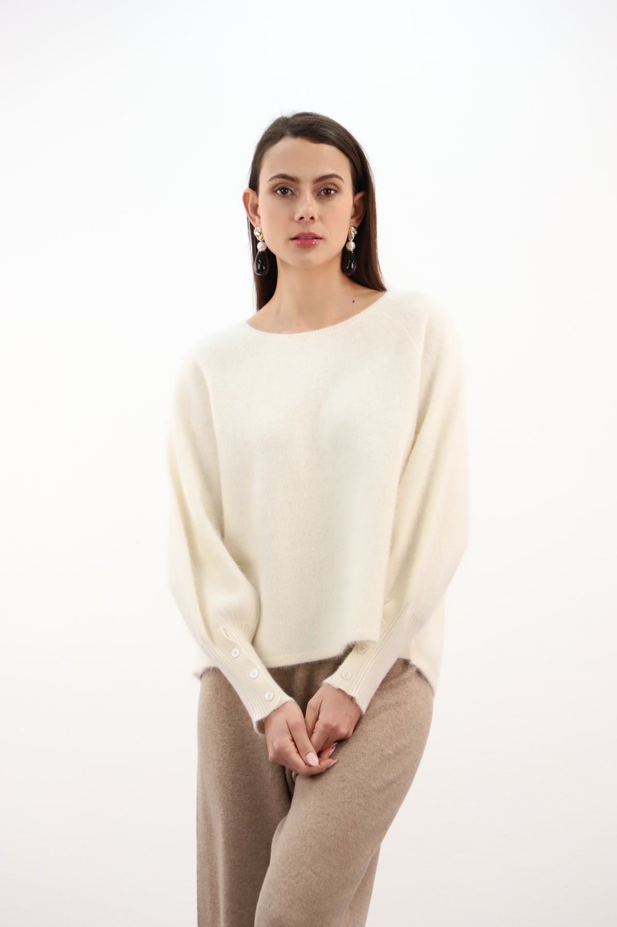 ESTHEME Cashmere Butter Yellow Racoon Mix Sweater